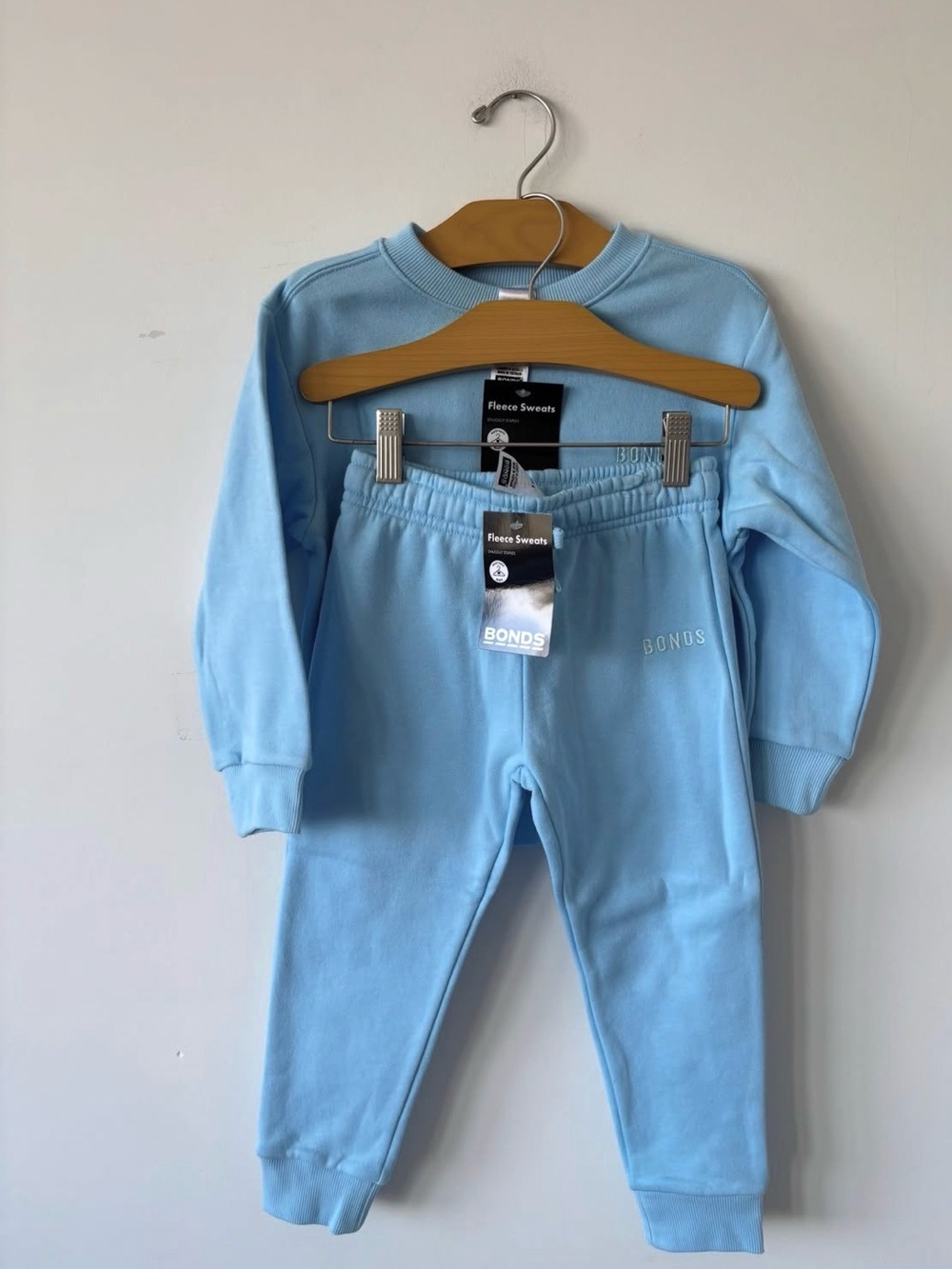 BONDS Kids Light Blue Sweat Set - Crew & Joggers